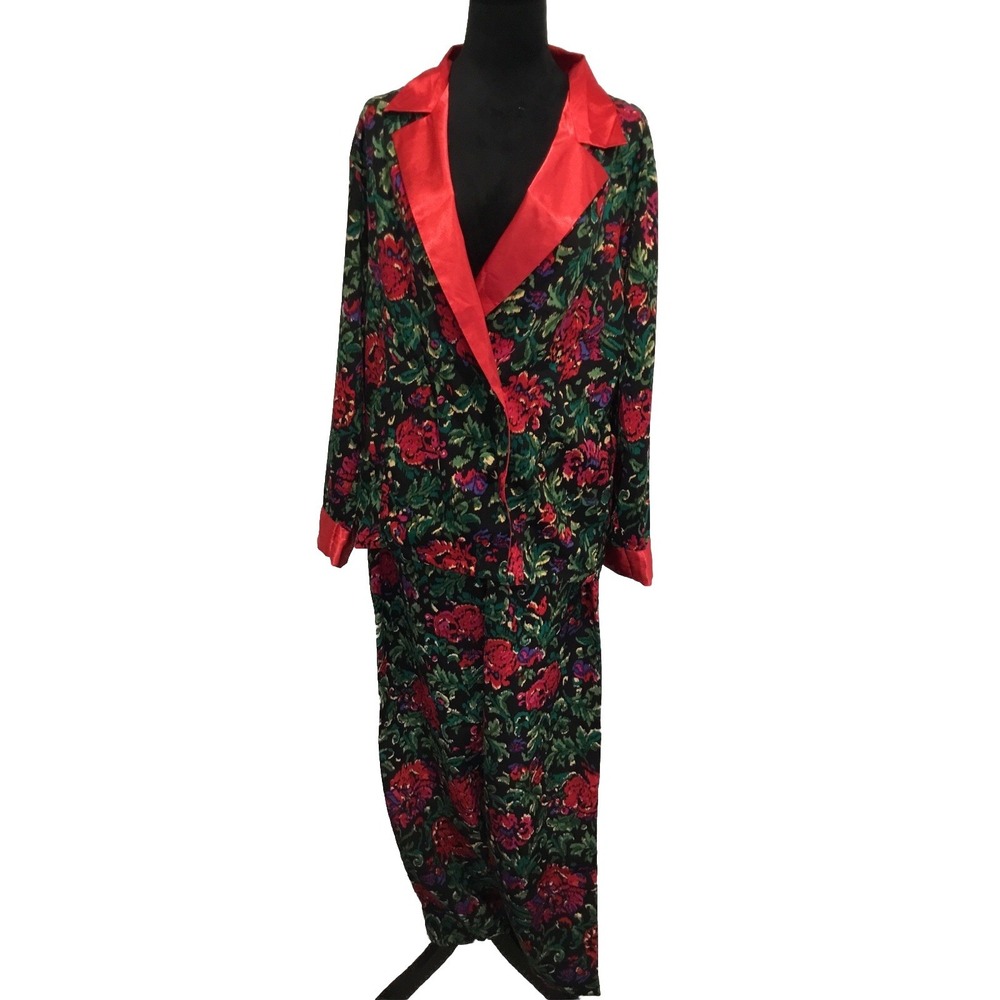 Vintage Gold label Victoria's Secret Satin set small black red green NWT 2 Pc